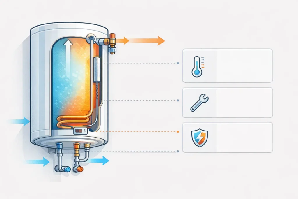 esquema interno de termo eléctrico con zonas de mantenimiento