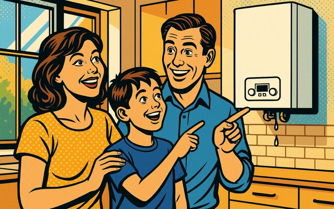 una familia quiere aprender a elegir caldera de gas