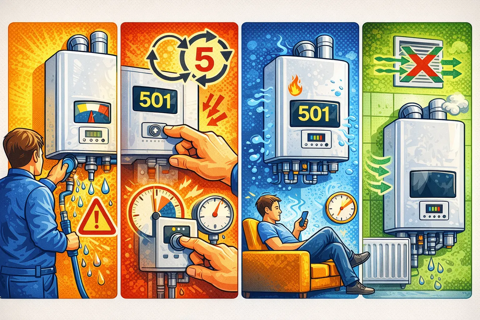 infografía de errores del usuario que empeoran una avería de caldera