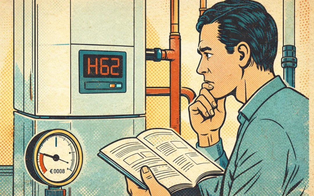 usuario revisando el código en una aerotermia tipo Junkers