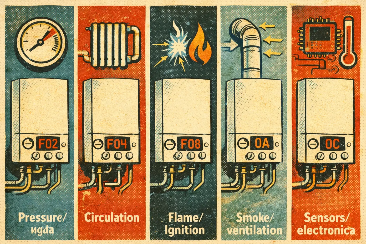 Errores en calderas Viessmann: causas y diagnóstico sencillo infografía de causas y códigos de error en calderas Viessmann