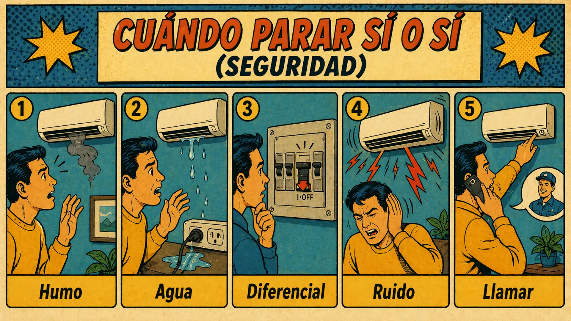 Infografía de seguridad: cuándo parar y llamar a un técnico