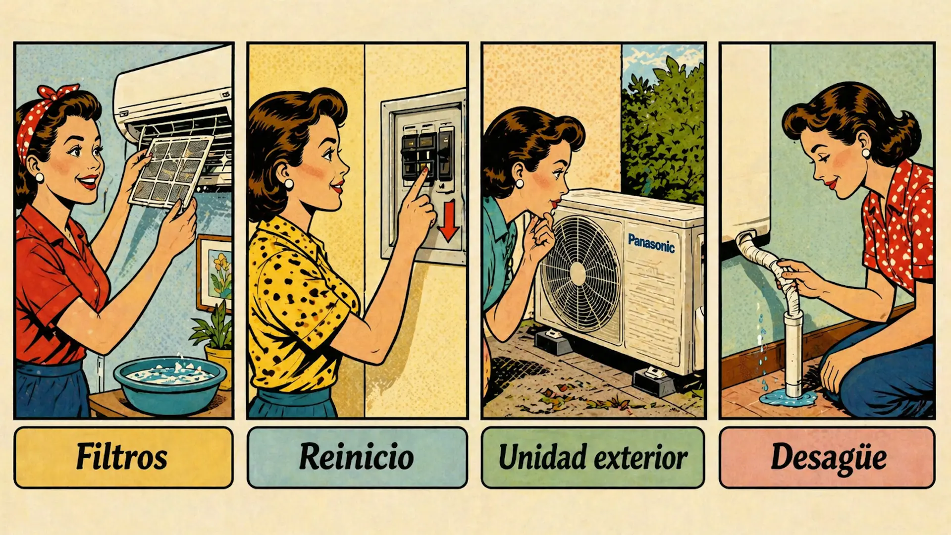 Comprobaciones seguras en aire acondicionado Panasonic