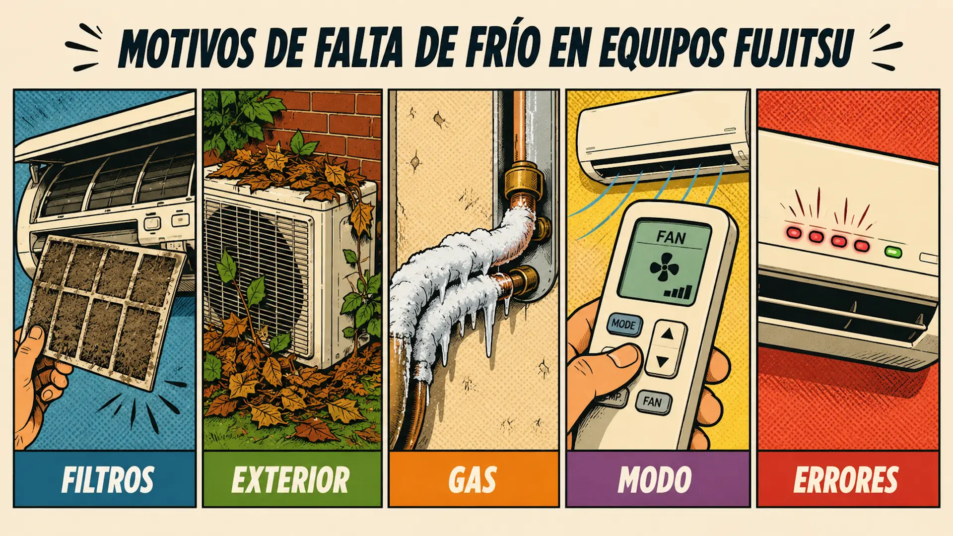 Motivos por los que un aire acondicionado Fujitsu pierde frío