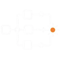 Icono de diagrama técnico con nodo de fallo resaltado