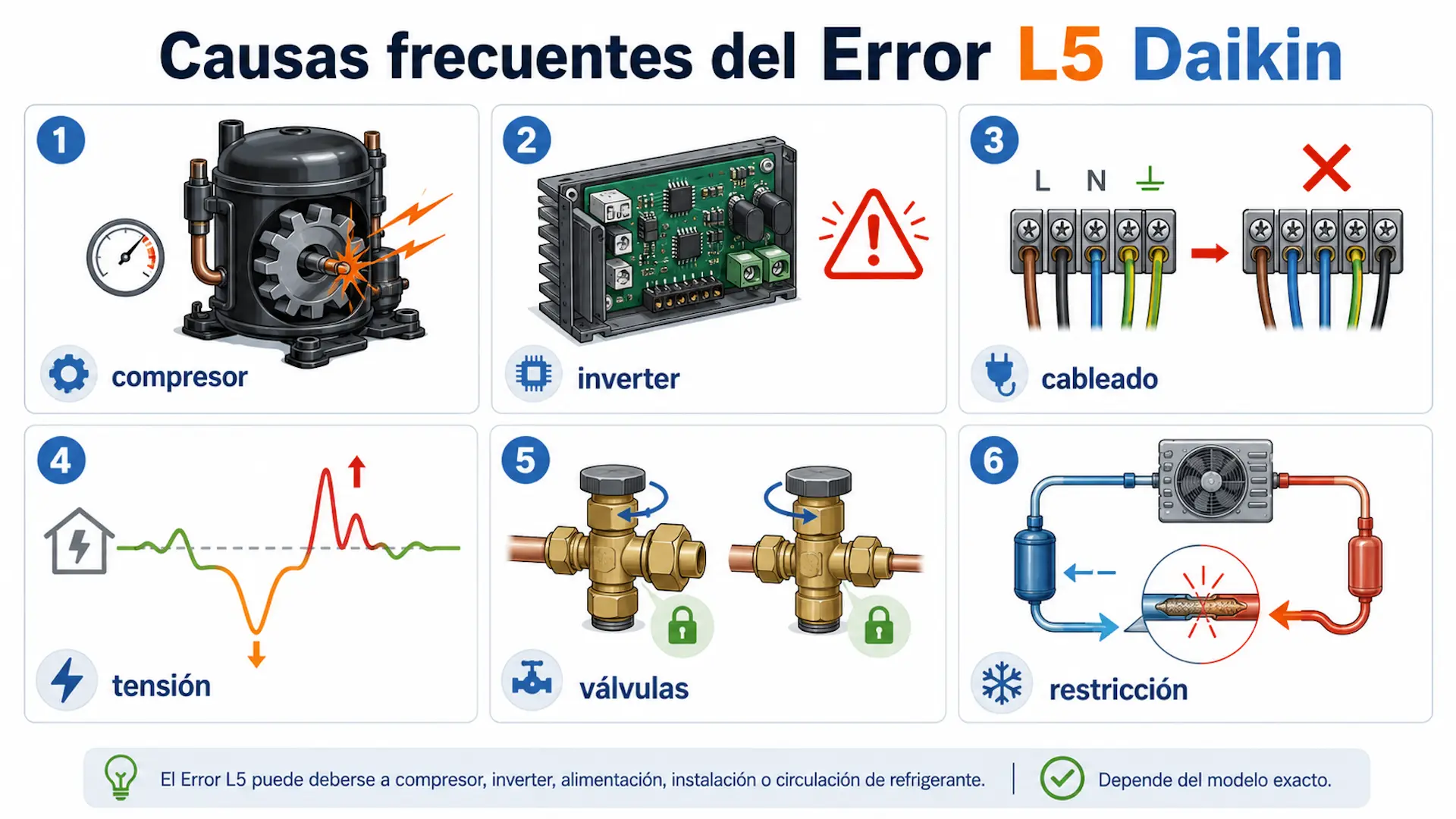 Error L5 Daikin: qué significa y cuándo preocuparse Causas frecuentes del Error L5 en aire acondicionado Daikin