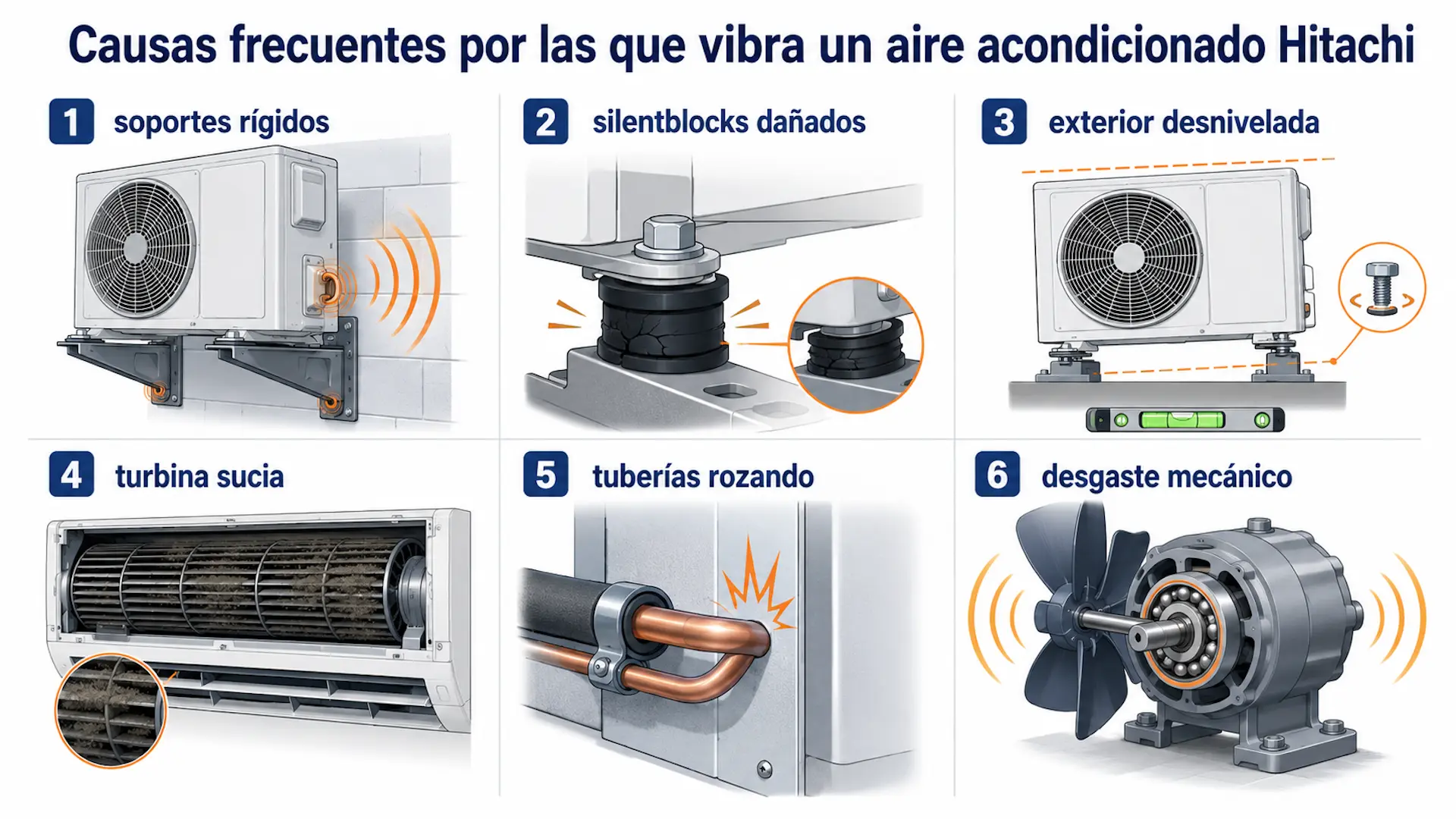 ¿Tu aire acondicionado Hitachi vibra? causas, riesgos y soluciones Causas frecuentes por las que vibra un aire acondicionado Hitachi
