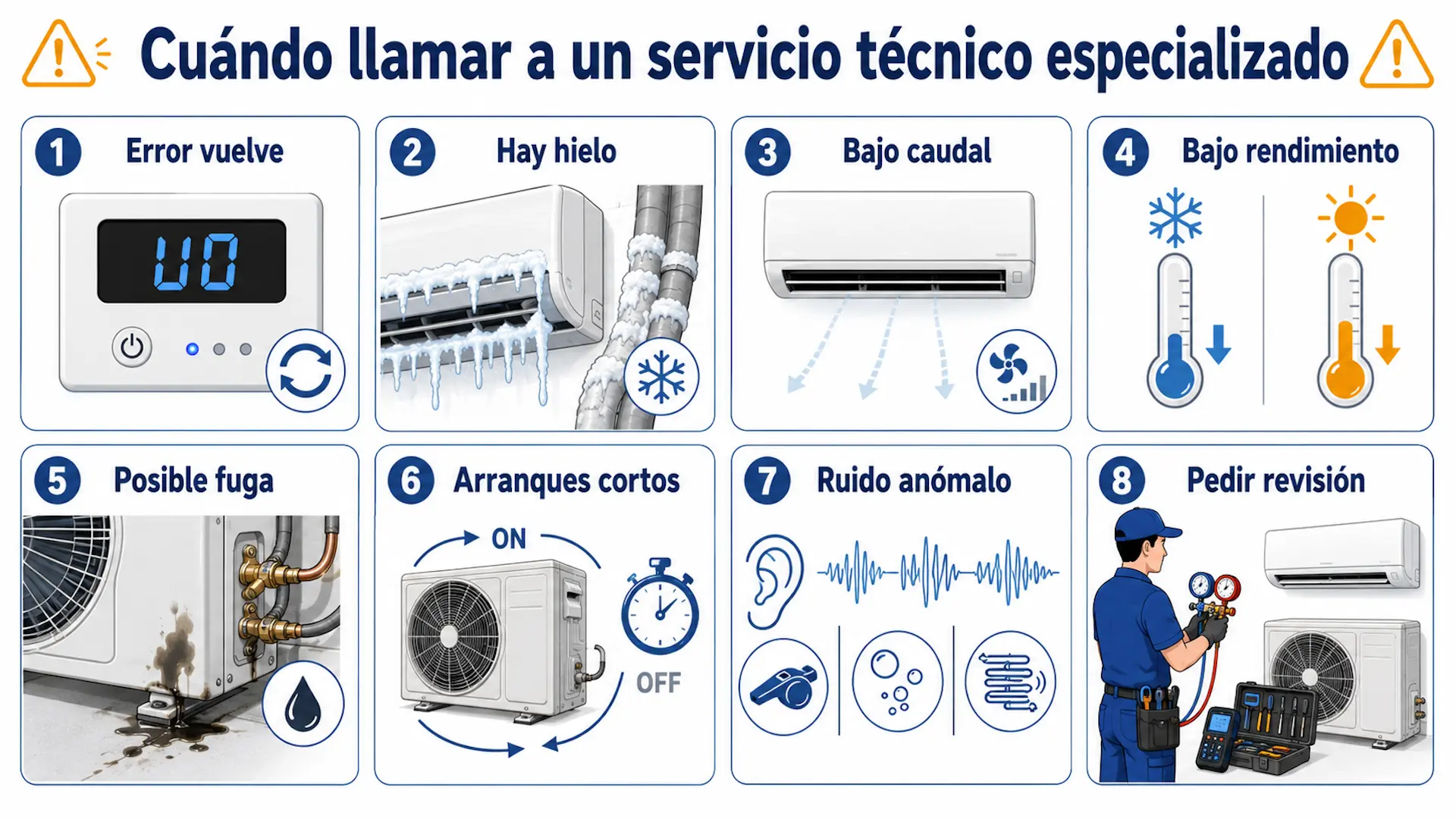 Error U0 aire acondicionado Daikin: cómo solucionarlo Cuándo llamar a un servicio técnico especializado