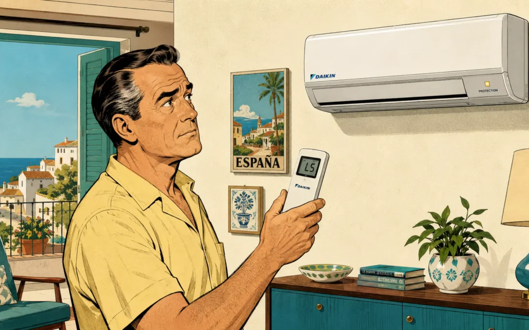 Hombre revisando el Error L5 en aire acondicionado Daikin