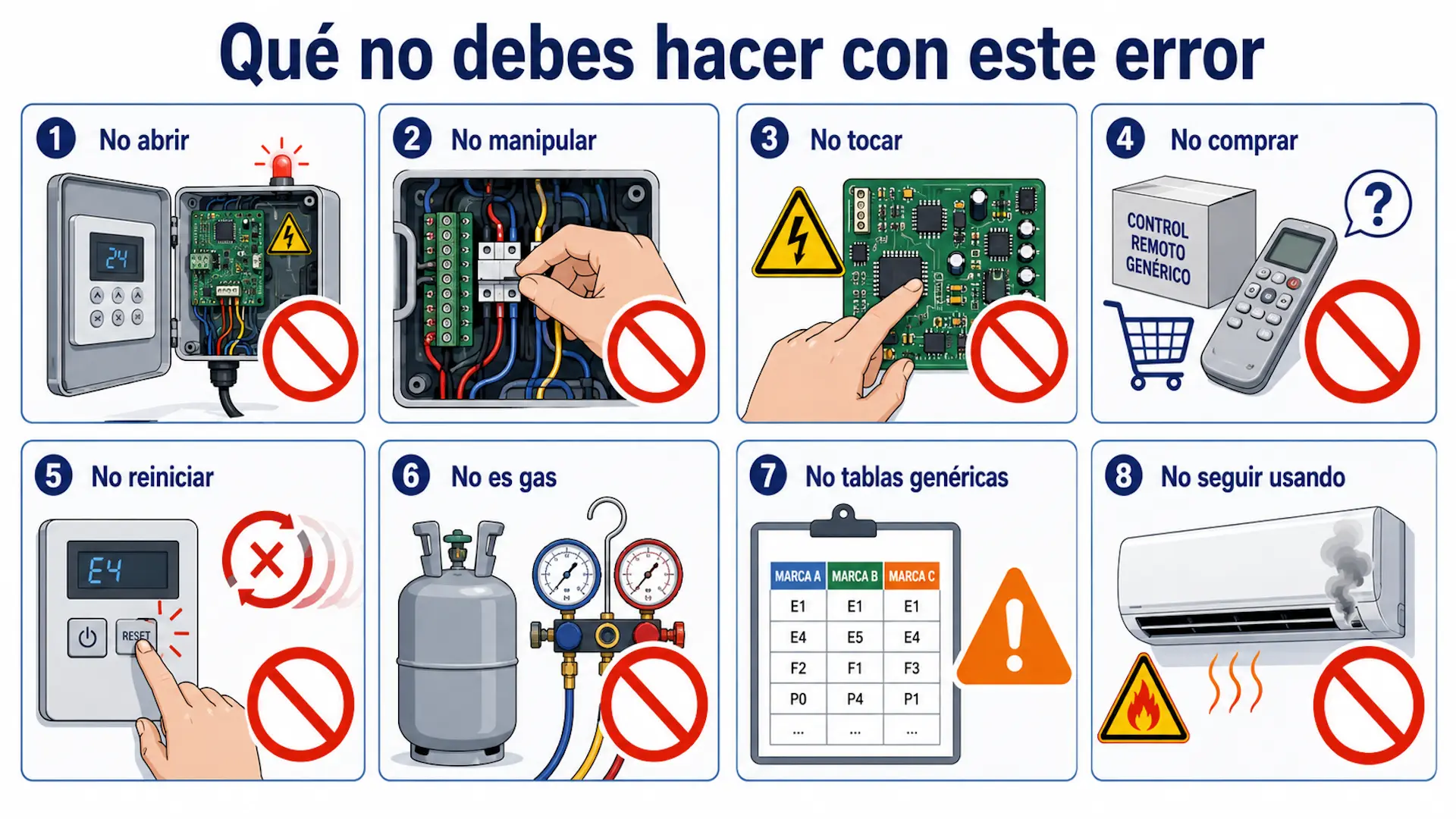 Error E1 / E2 en aire acondicionado Mitsubishi: cómo actuar Qué no hacer ante el Error E1 / E2 en aire acondicionado Mitsubishi