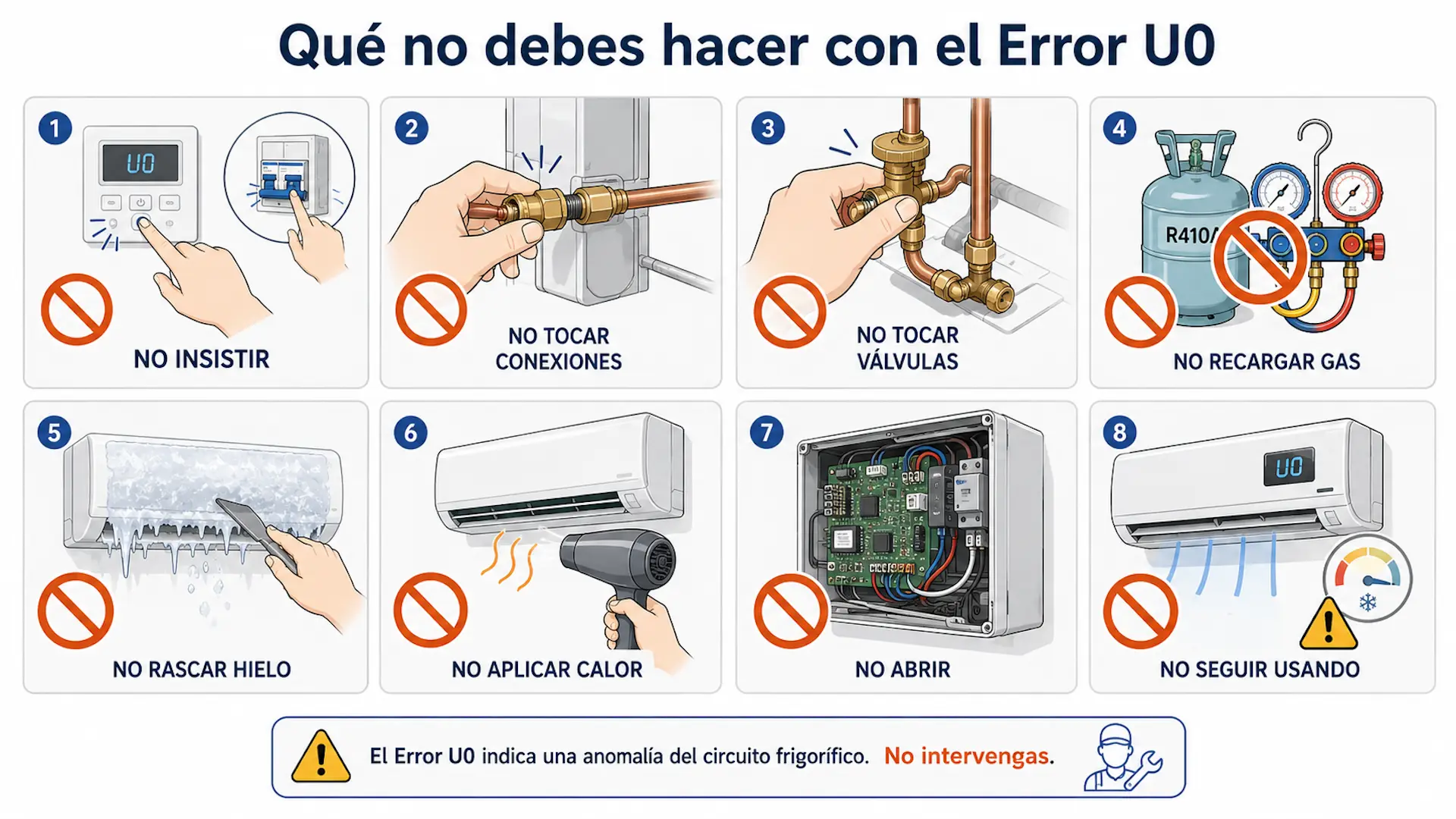 Error U0 aire acondicionado Daikin: cómo solucionarlo Qué no debes hacer con el Error U0 en aire acondicionado Daikin