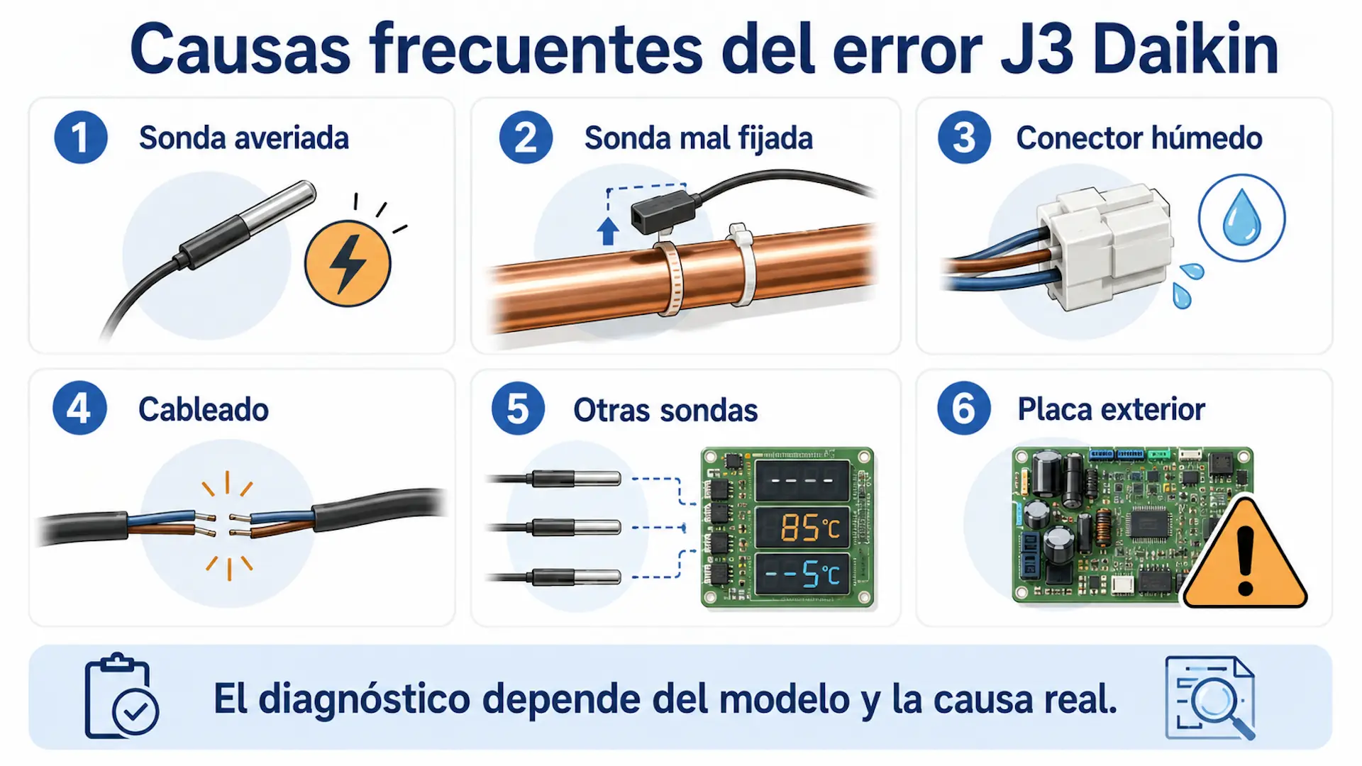 Causas habituales del error J3 en Daikin