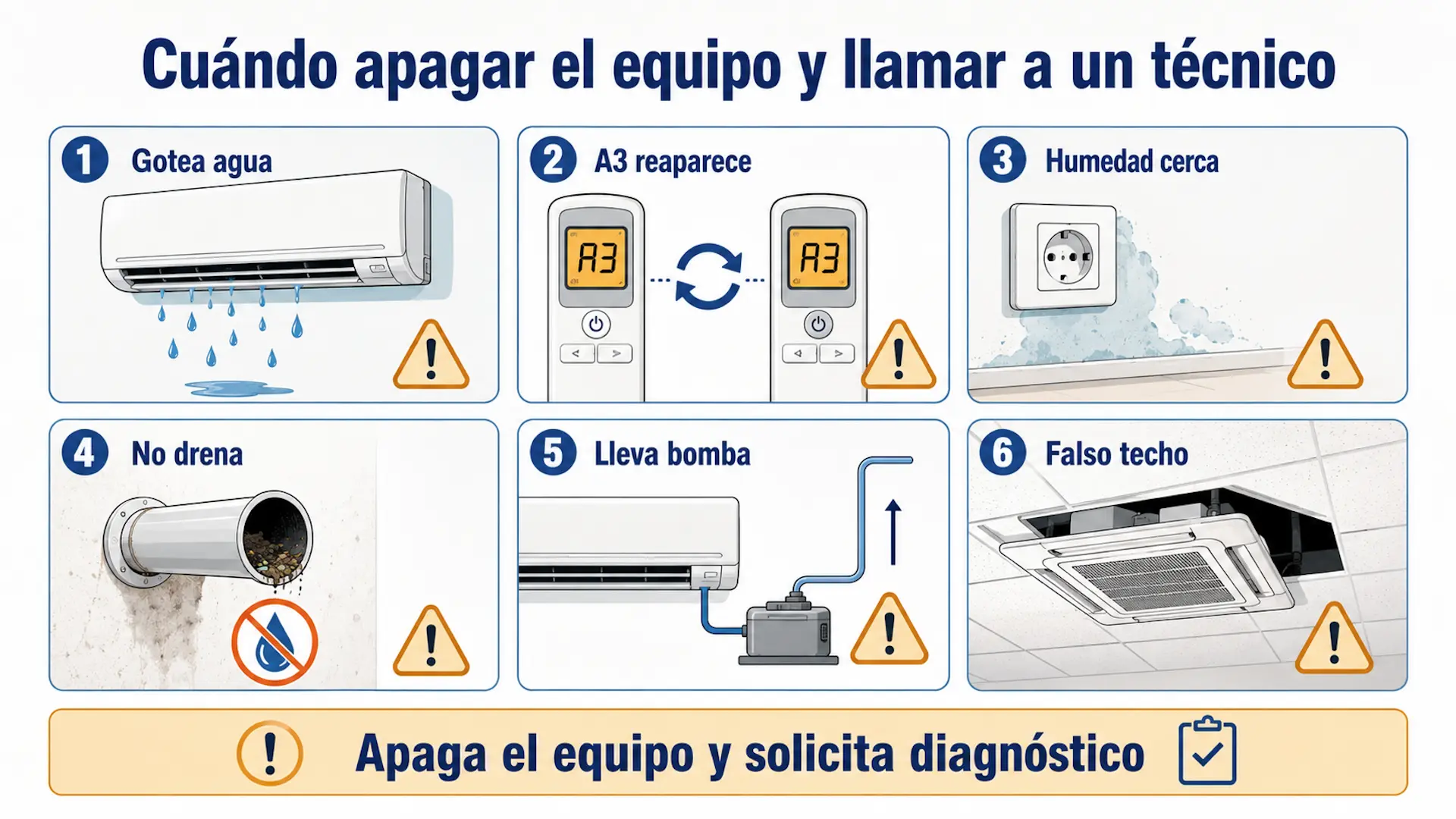 Señales para apagar el equipo con error A3