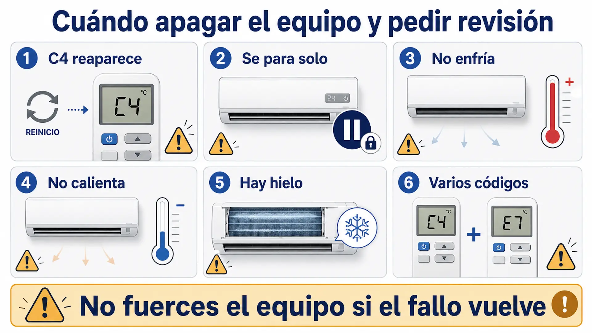 Señales para apagar el equipo con error C4 Daikin