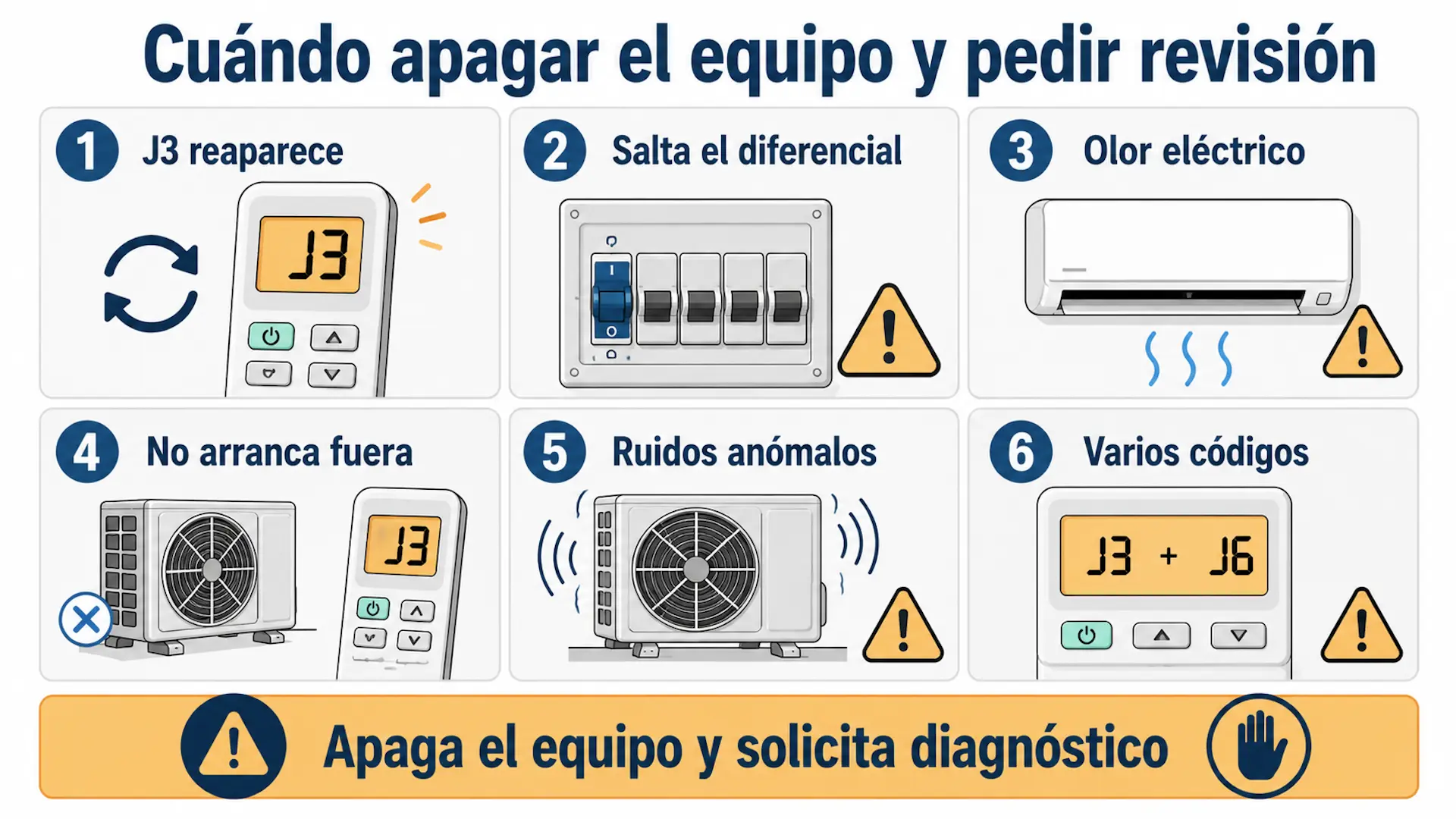 Señales para apagar el equipo con error J3