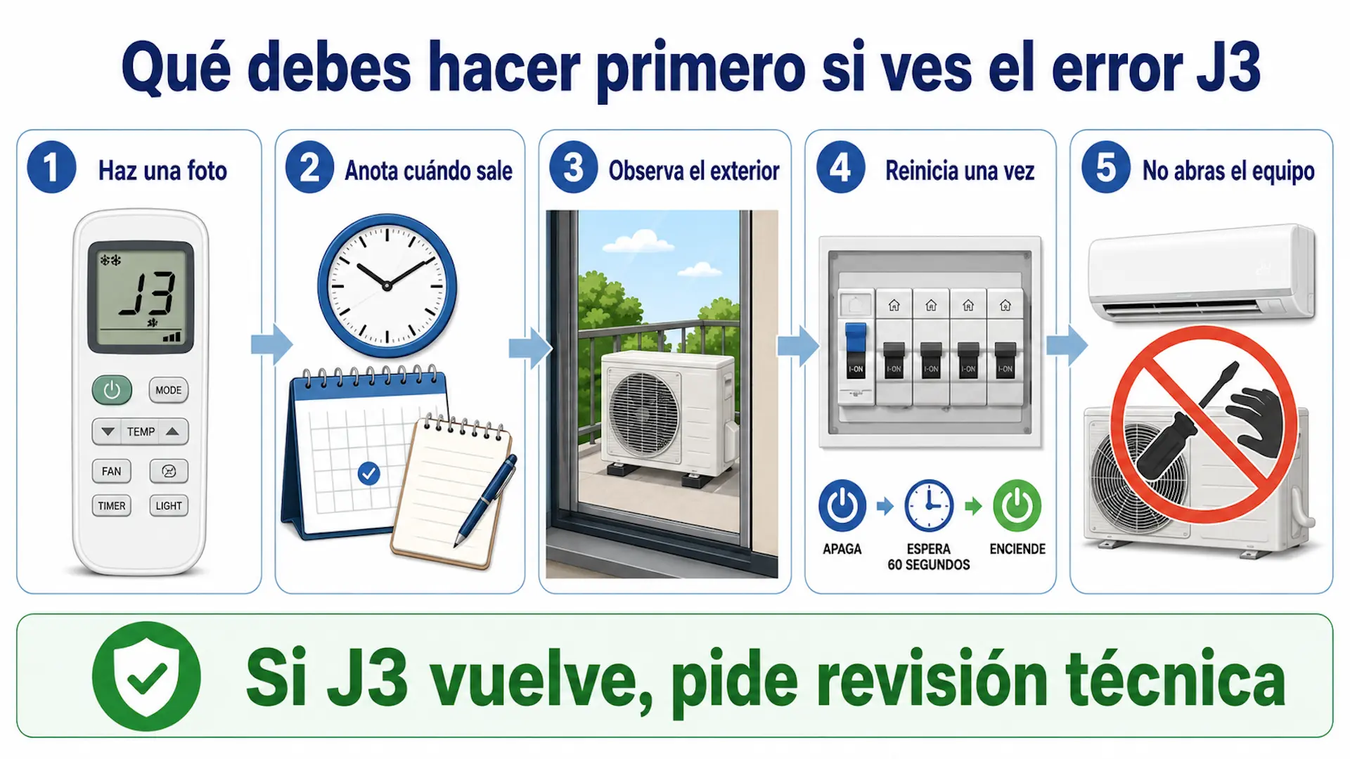 Pasos seguros al ver el error J3 Daikin