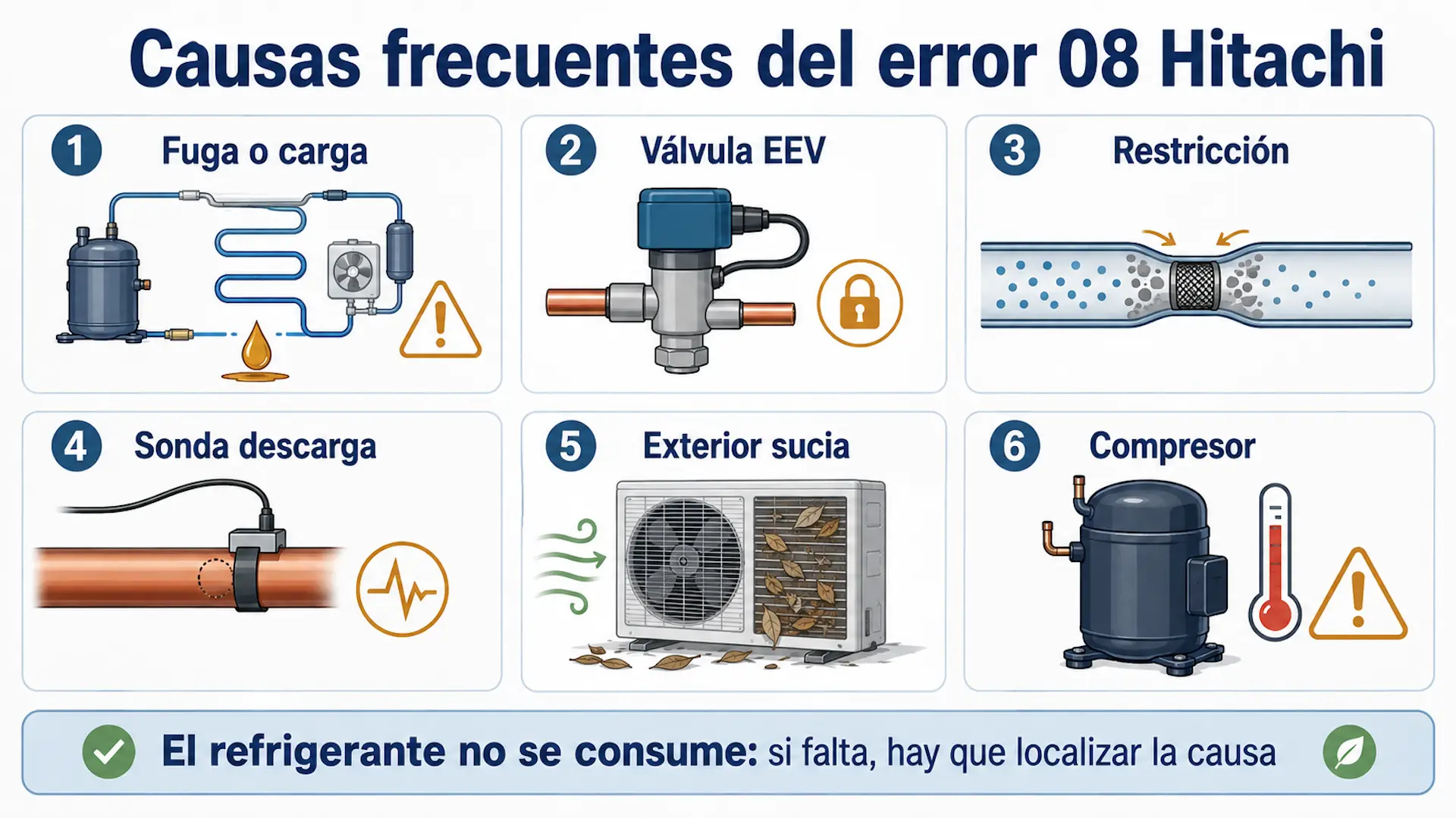 Error 08 aire acondicionado Hitachi: causas y solución Causas frecuentes del error 08 Hitachi