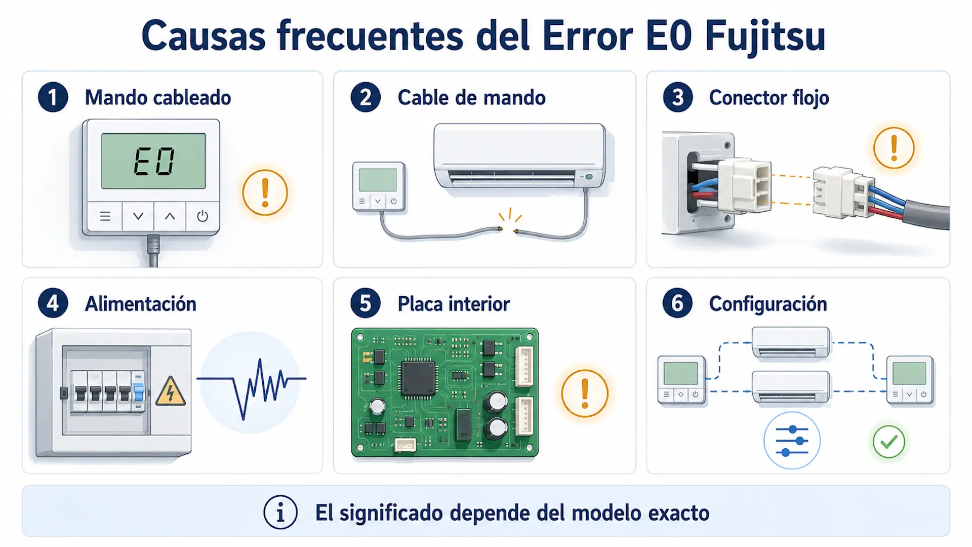 Causas frecuentes del Error E0 en aire acondicionado Fujitsu