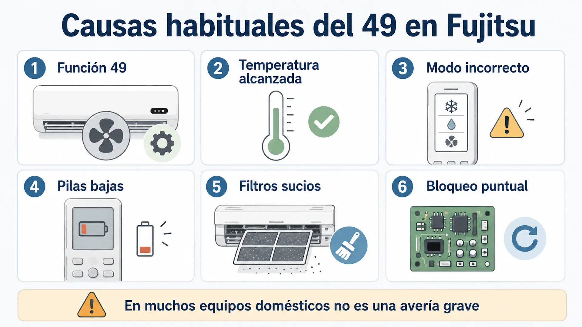 Causas habituales del 49 en aire acondicionado Fujitsu