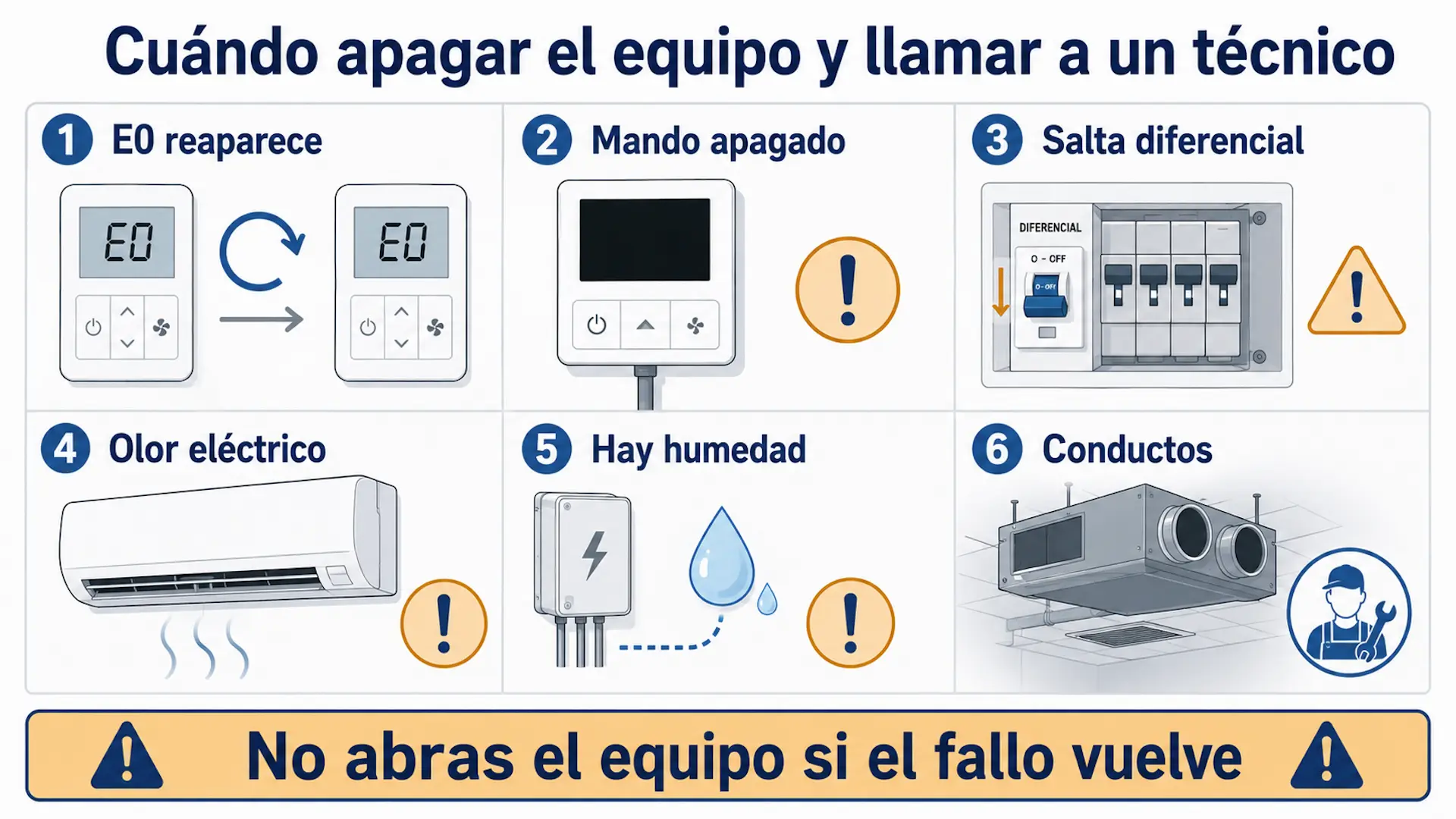 Cuándo llamar a un técnico por Error E0 en aire acondicionado Fujitsu