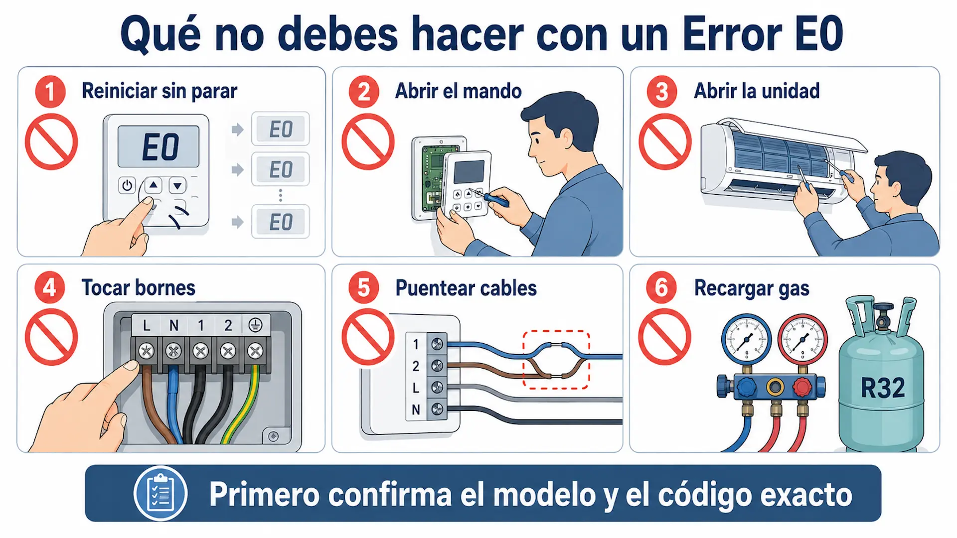 Acciones que debes evitar ante un Error E0 en aire acondicionado Fujitsu