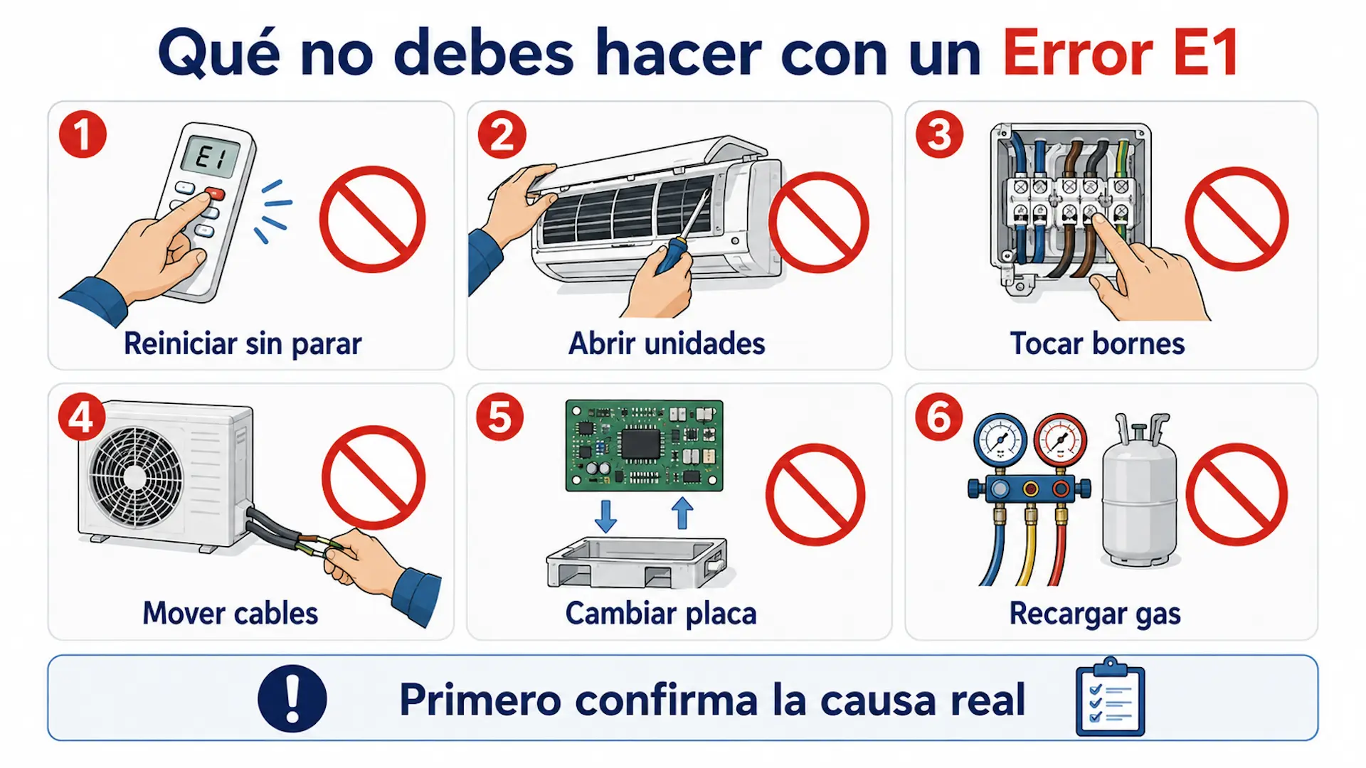 Acciones que debes evitar ante un Error E1 en aire acondicionado Fujitsu