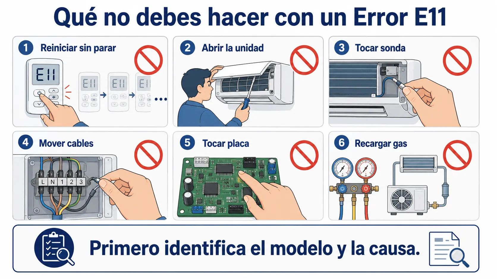 Acciones que debes evitar ante un Error E11 en aire acondicionado Hitachi