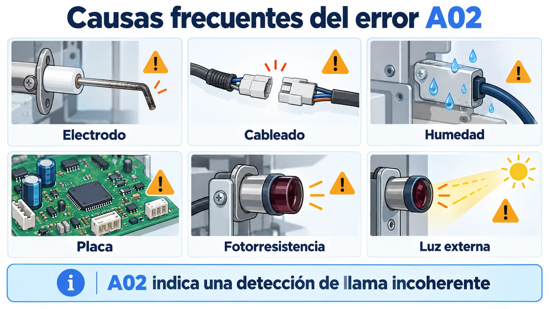 Causas frecuentes del error A02 en una caldera Ferroli