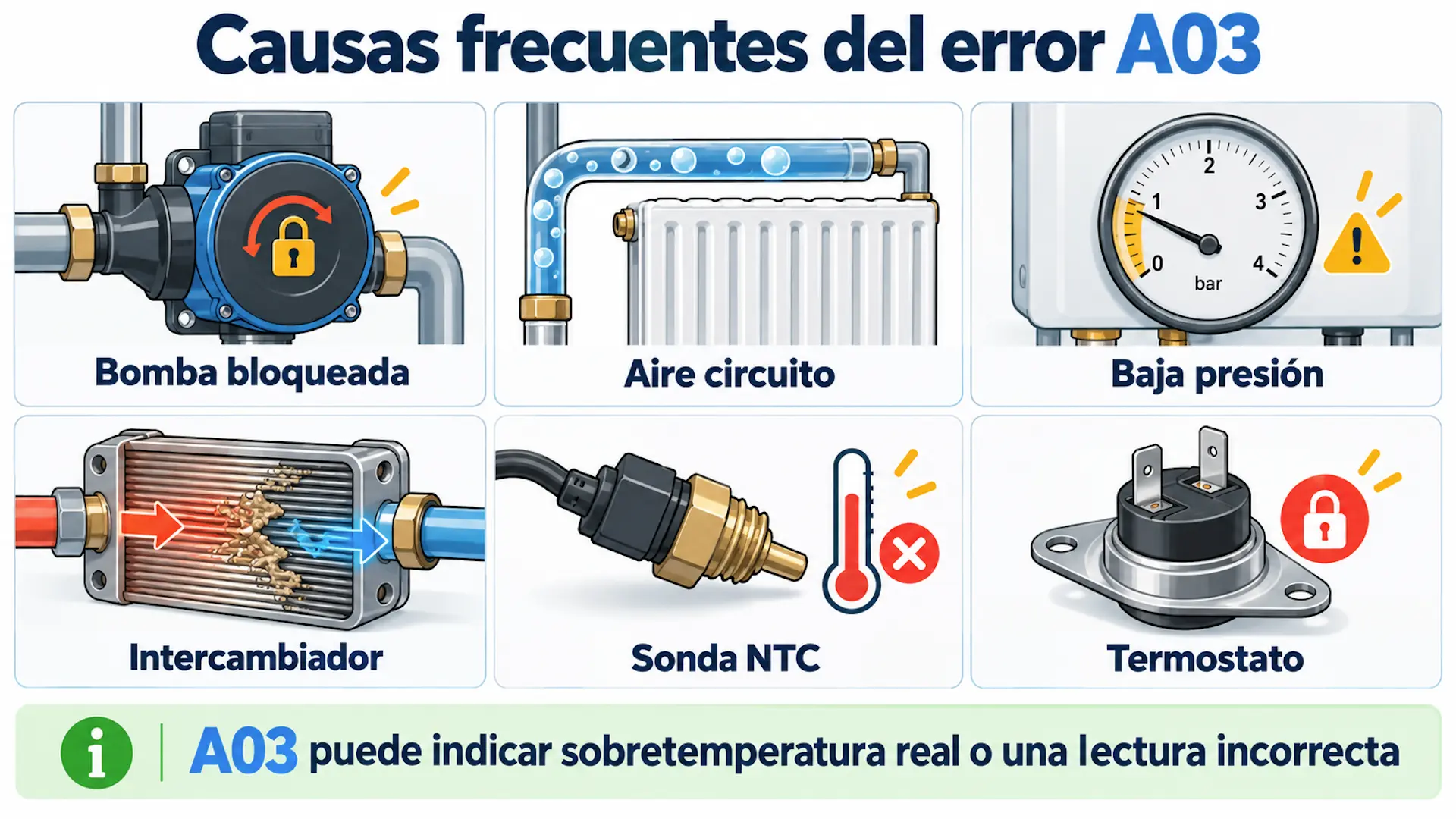 Error A03 Ferroli: causas y solución segura Causas frecuentes del error A03 en una caldera Ferroli