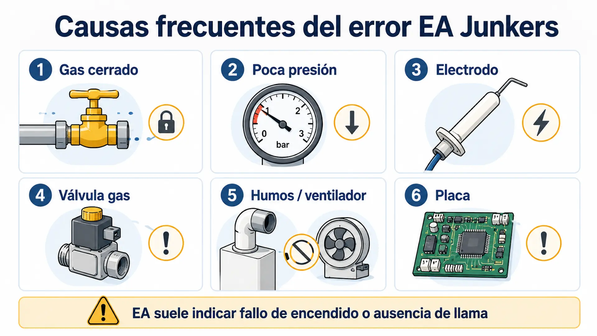 Causas frecuentes del error EA en calderas Junkers