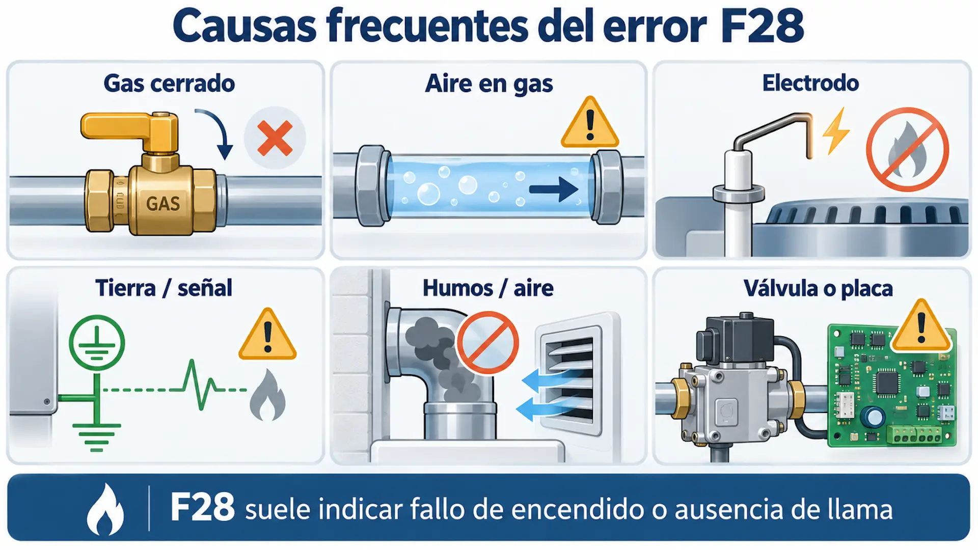 Causas frecuentes del error F28 en una caldera Vaillant