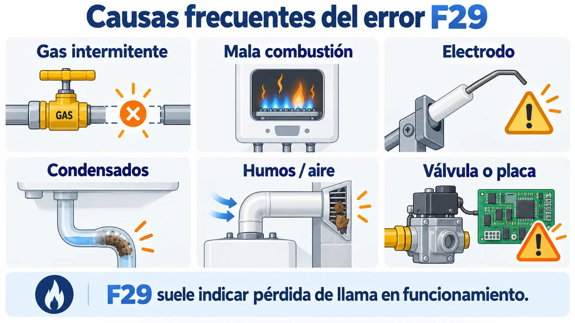 Error F29 Saunier Duval: causas y solución segura Causas frecuentes del error F29 en calderas Saunier Duval