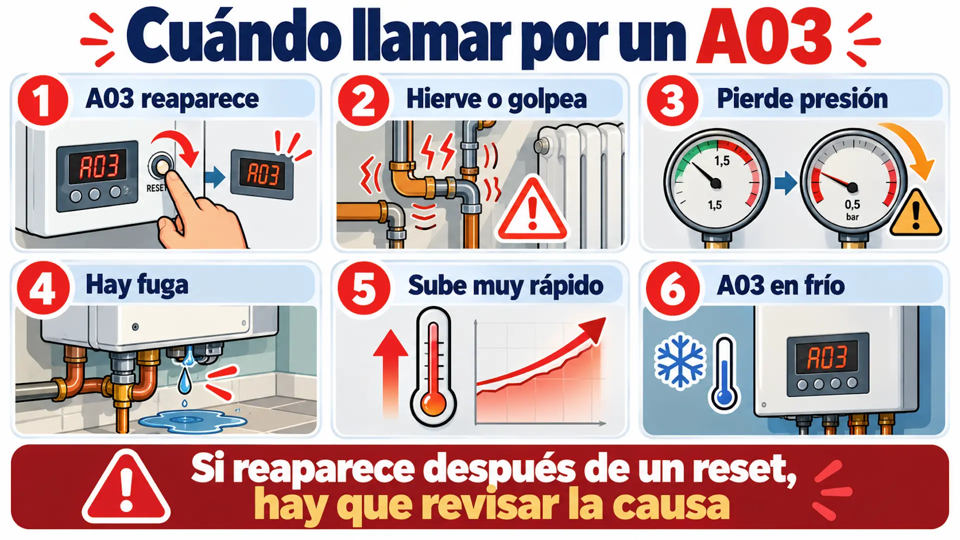Error A03 Ferroli: causas y solución segura Cuándo llamar a un técnico por A03 en una caldera Ferroli