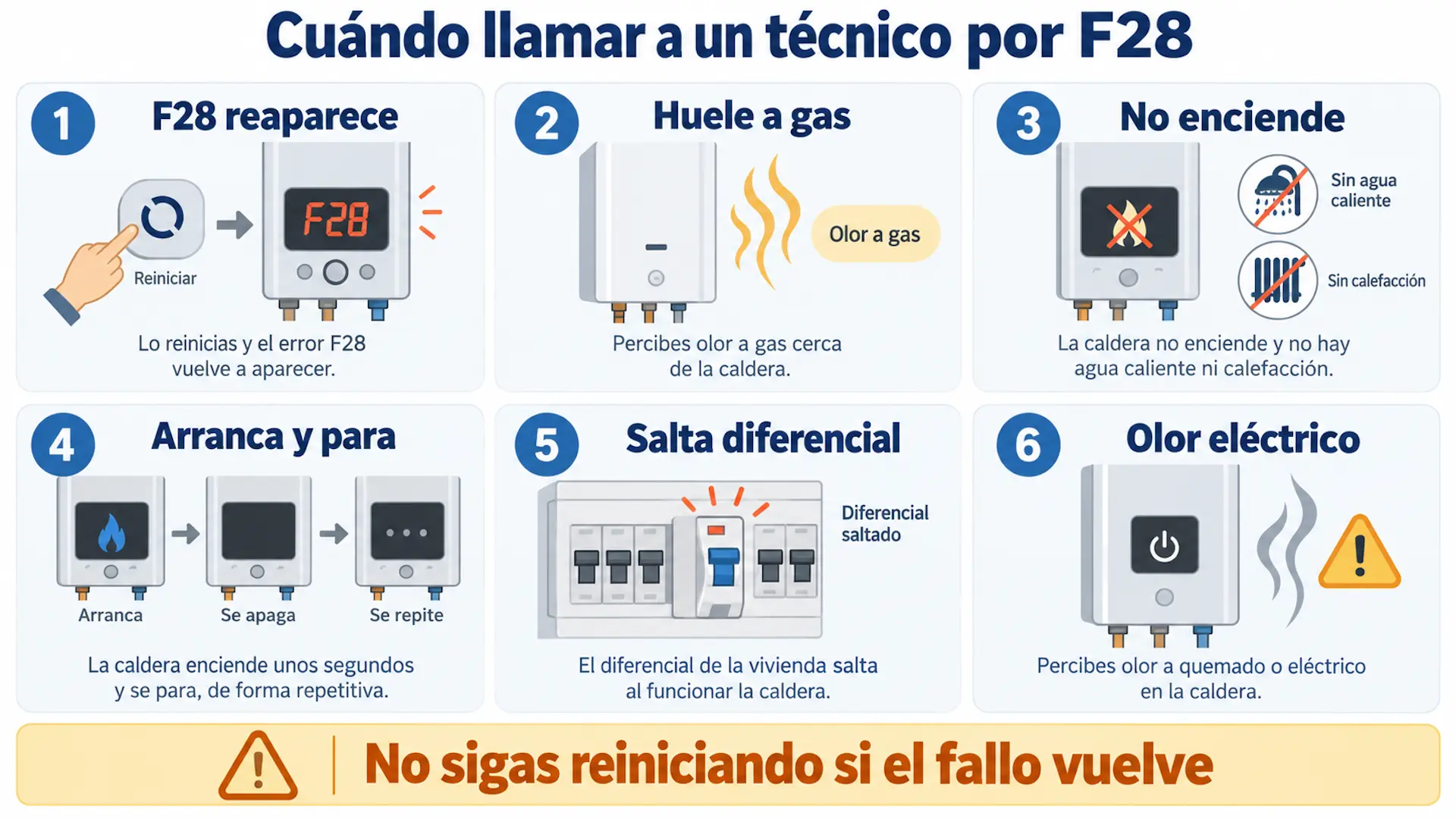 Cuándo llamar a un técnico por F28 en una caldera Vaillant