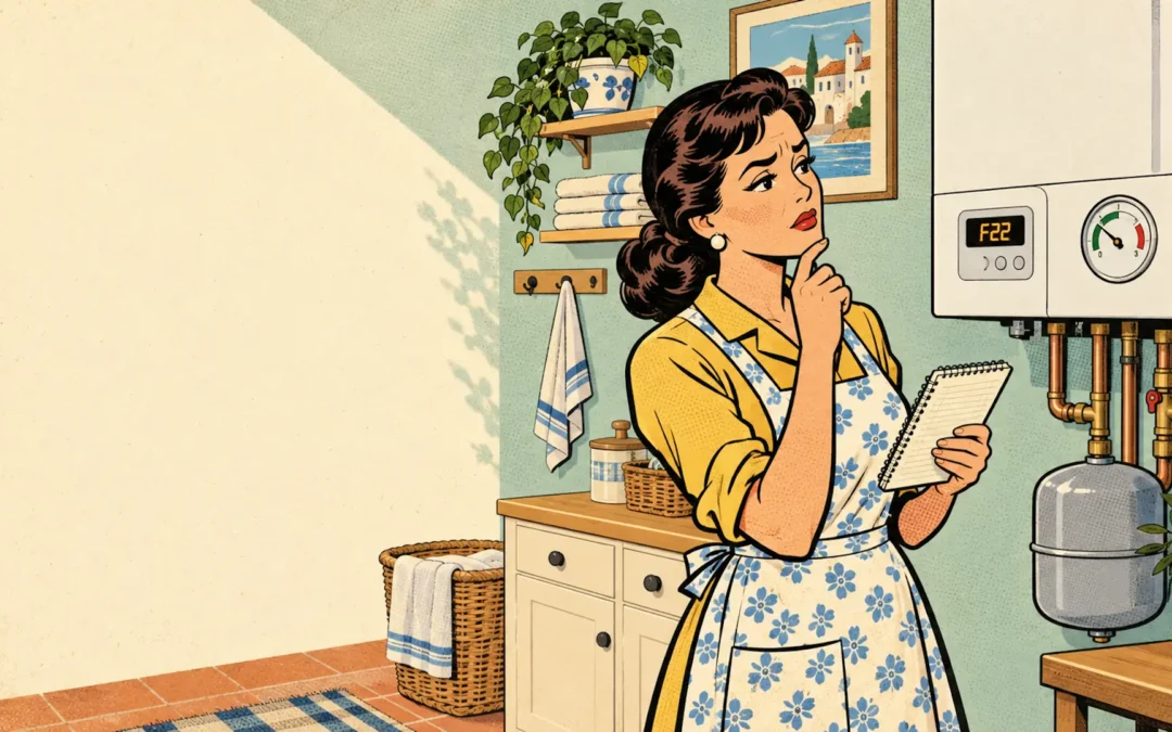 Mujer observando el error F22 en una caldera Vaillant