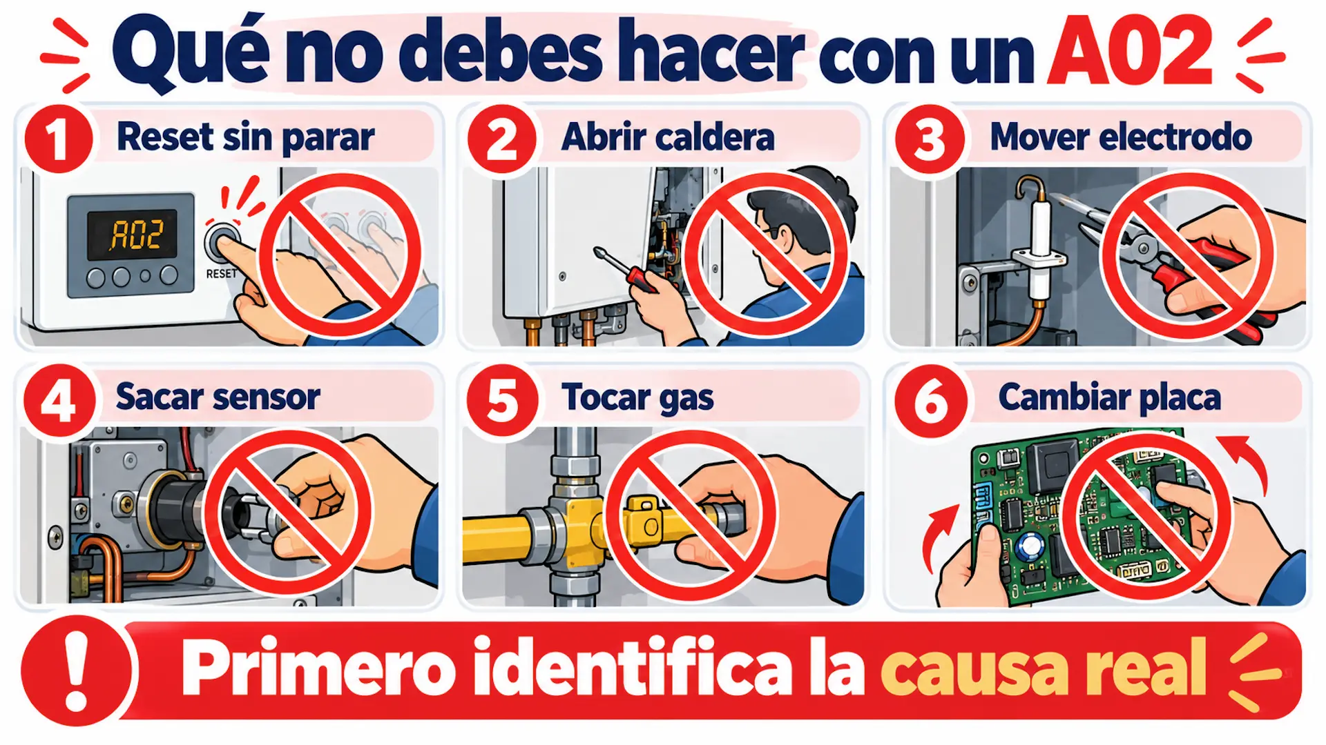 Qué no debes hacer con un A02 en una caldera Ferroli