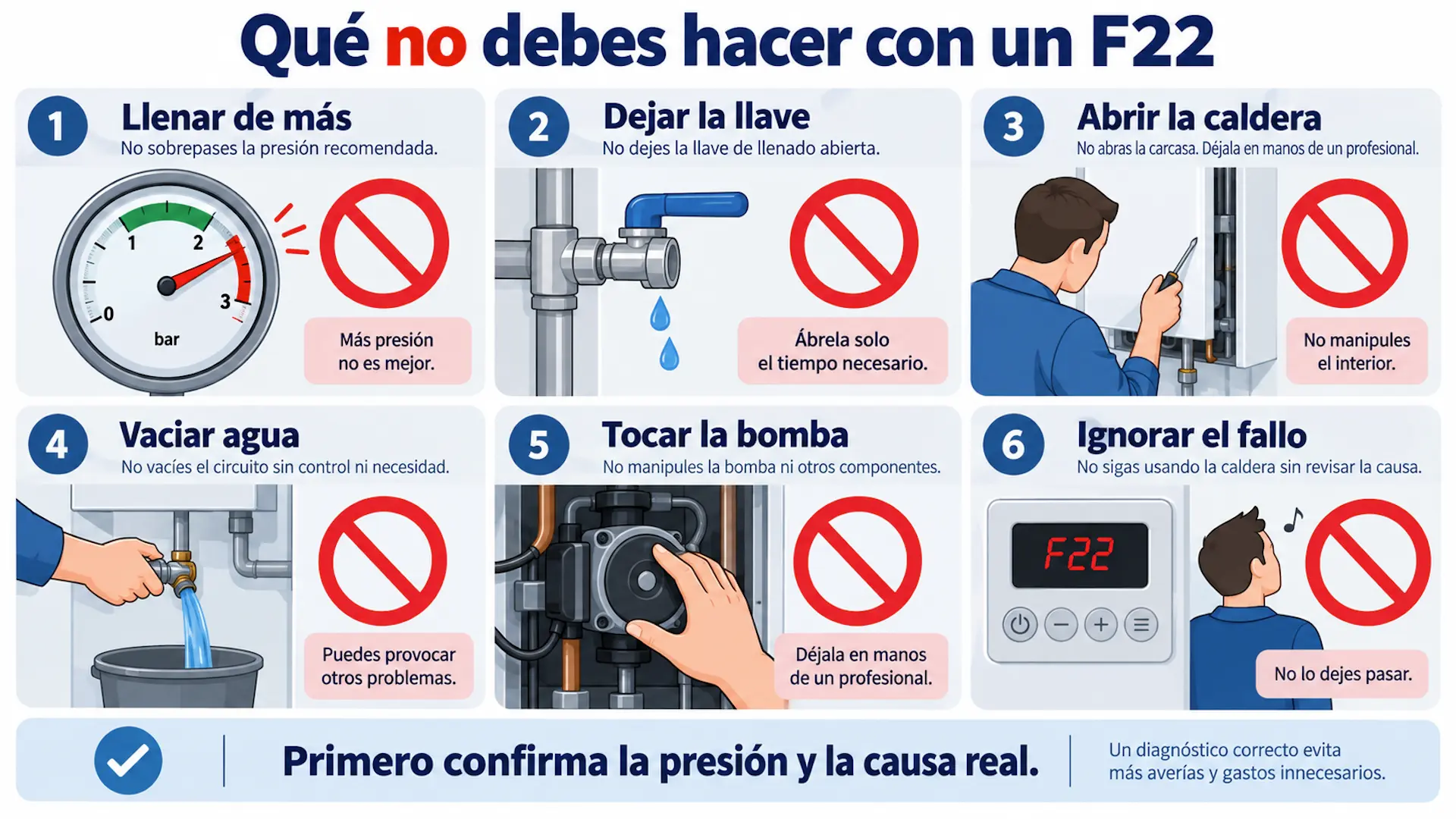 Error F22 Vaillant: qué significa y qué hacer Acciones que debes evitar ante un error F22 en una caldera Vaillant