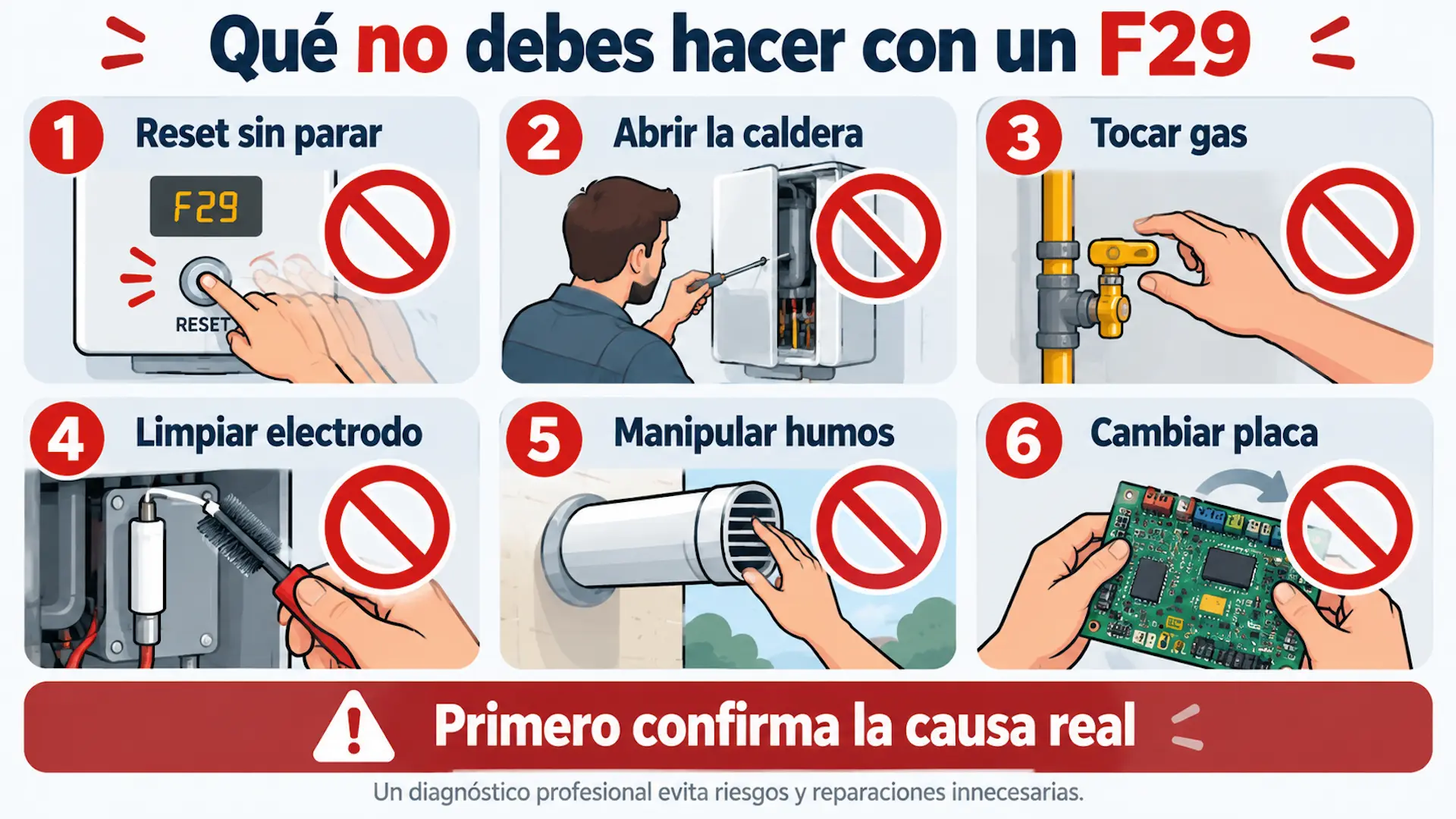 Error F29 Saunier Duval: causas y solución segura Acciones que debes evitar ante un error F29 en una caldera Saunier Duval
