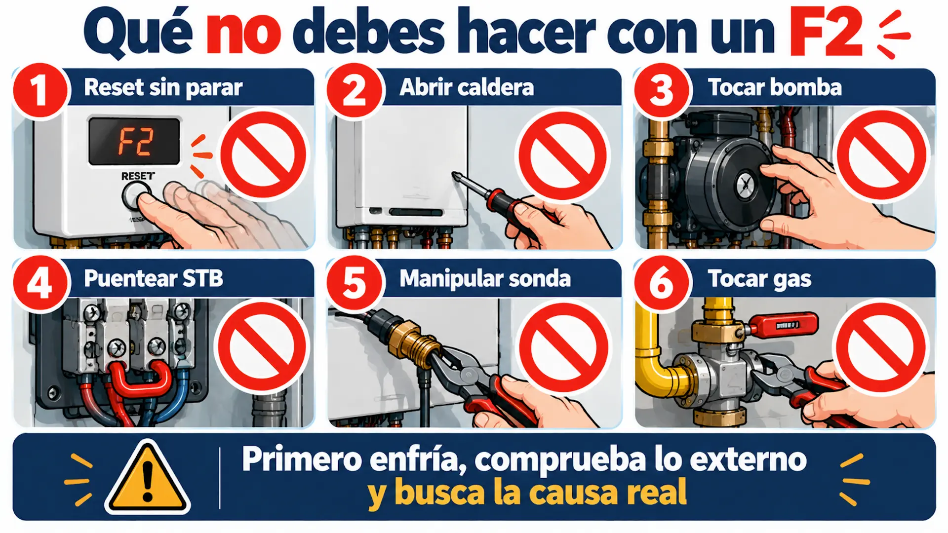 Qué no debes hacer con un F2 en una caldera Viessmann