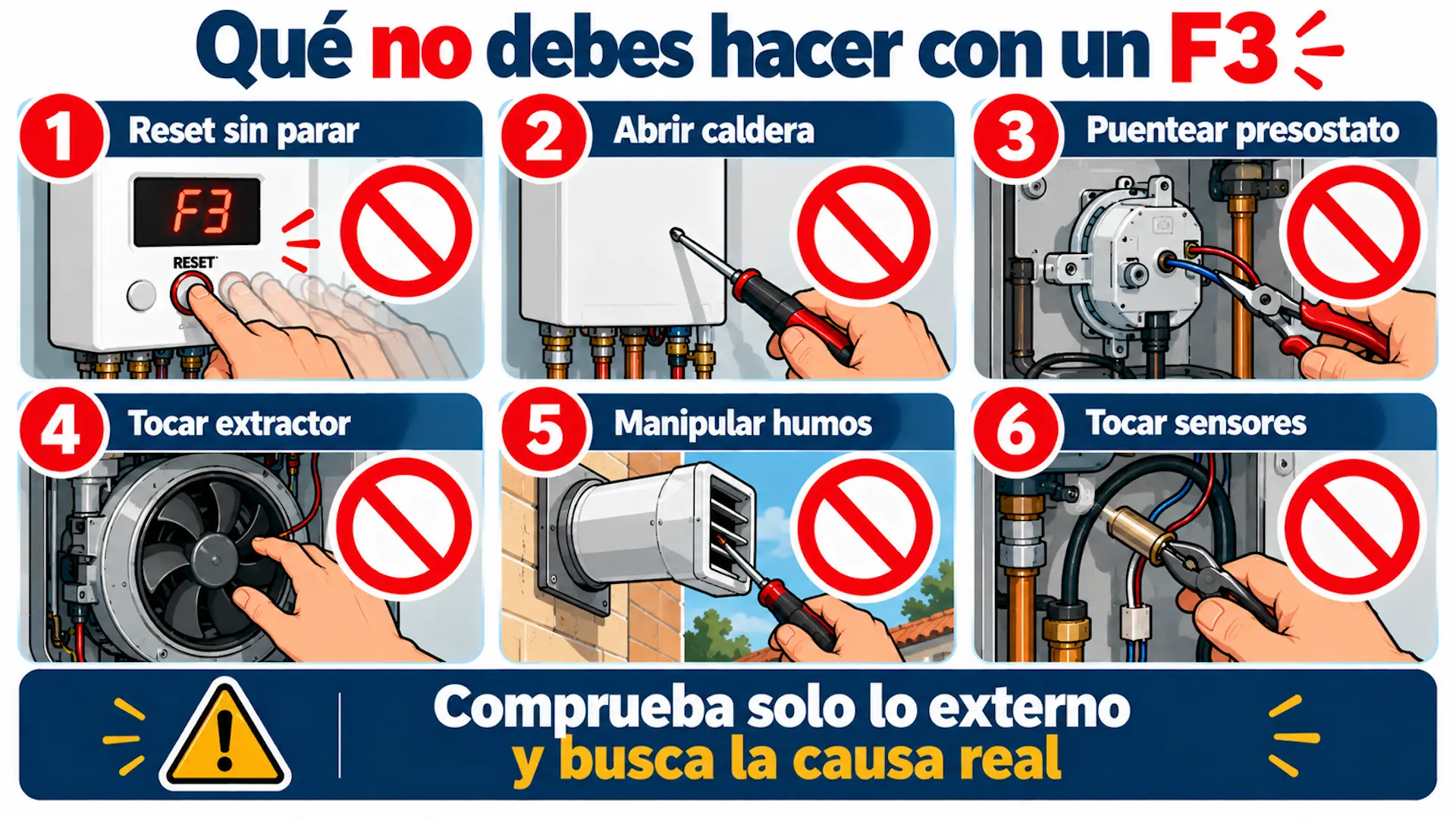 Qué no debes hacer con un F3 en una caldera Saunier Duval